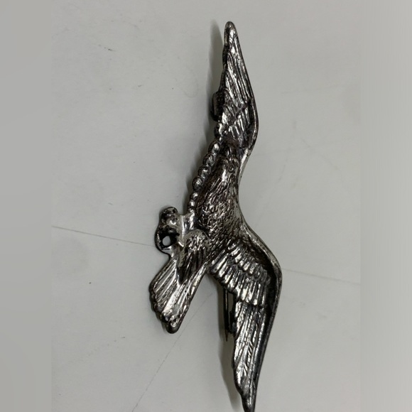 Mid Century Vintage Sterling Silver Bald Eagle Pinback Brooch - Picture 5 of 8